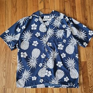 Blue Pineapple Print Men's Shirt